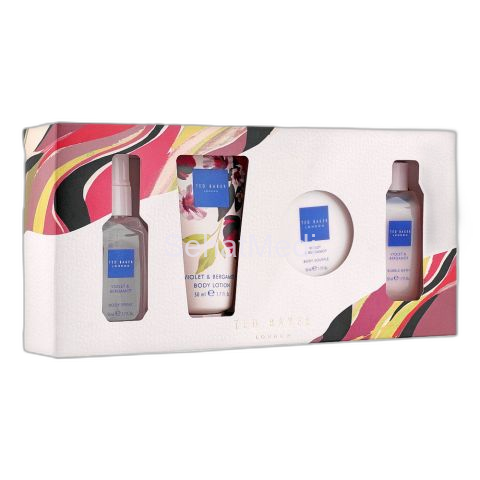 Ted Baker Violet & Bergamot Mini Set Body Spray + Body Lotion + Body Souffle + Bubble Bath