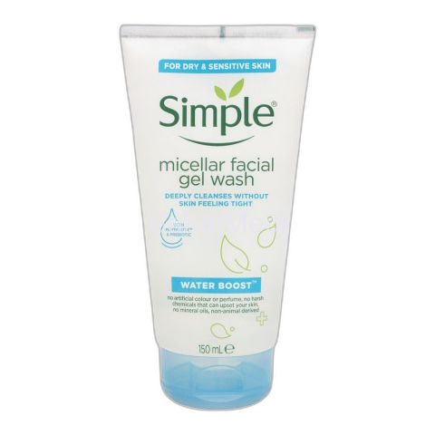 Simple Water Boost Micellar Facial Gel Wash, For Dry & Sensitive Skin, 150ml