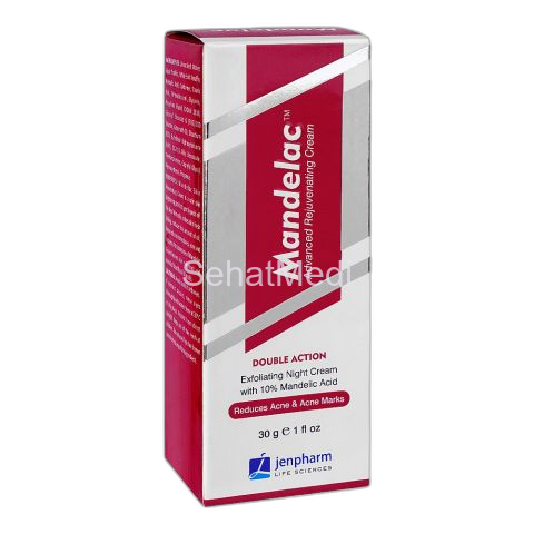 Jenpharm 10% Mandelac Exfoliating Night Cream, Reduces Acne & Acne Marks, 30g
