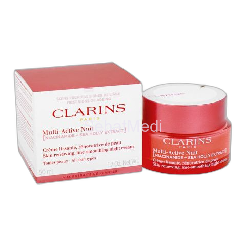 Clarins Paris Multi-Active Face Night Cream with Niacinamide+Sea Holly Extract, For All Skin Types, 50ml