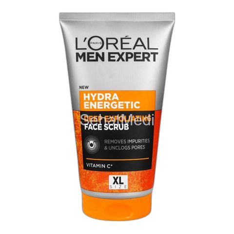 Loreal Men Expert Hydra Energetic Deep Exfoliating Face Scrub, Vitamin C, Xl Size, 150ml