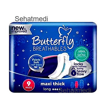 Butterfly Breathables Maxi Thick Sanitary Pads Long 9Pcs