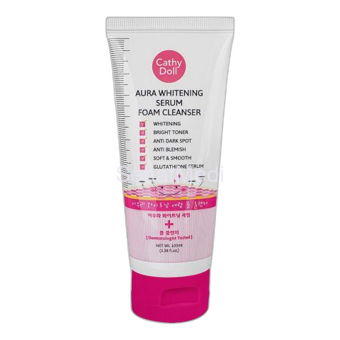 Cathy Doll Aura Whitening Serum Foam Cleanser, Glutathione, Bright Toner, Anti-Dark Spot, Blemish, 100ml