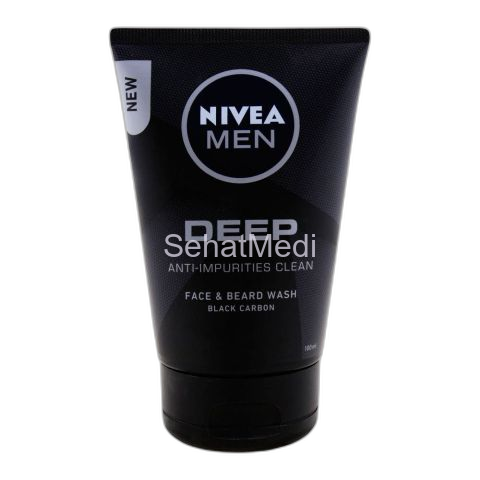 Nivea Men Deep Anti-Impurities Clean Face & Beard Wash, Black Carbon, 100ml