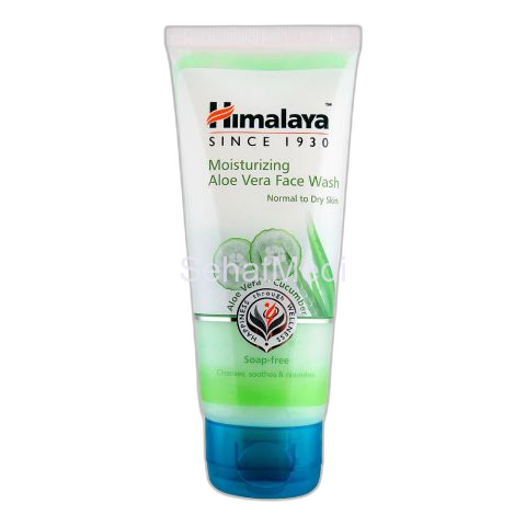 Himalaya Moisturizing Aloe Vera Face Wash, Soap Free, Normal To Dry Skin, 50ml