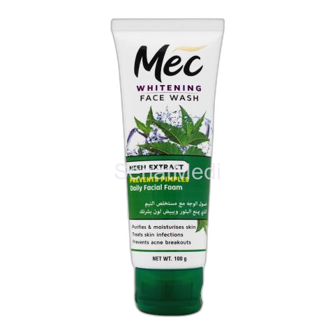 Mec Whitening Face Wash, Prevents Pimples, Daily Facial Foam, Neem Extract, 100g