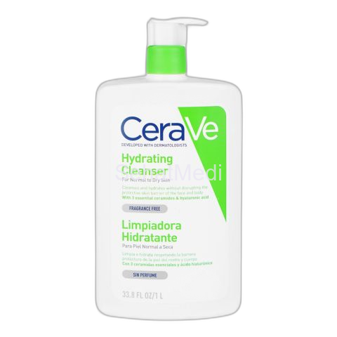 CeraVe Hydrating Facial Cleanser, Ceramides & Hyaluronic Acid, For Normal To Dry Skin, 1000ml