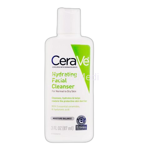 CeraVe Hydrating Facial Cleanser, Moisture Balance, For Normal To Dry Skin, 87ml