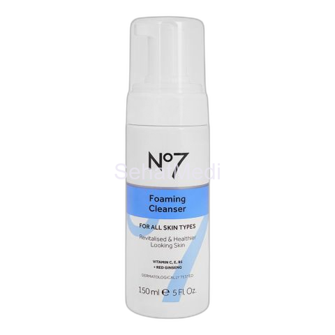 Boots No 7 Foaming Cleaner, Vitamin C, E, B5 + Red Ginseng, For All Skin Types, 150ml